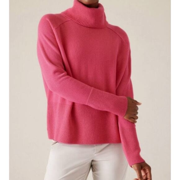 Athleta Alpine Turtleneck Sweater in Tulip Pink Size Small - Picture 1 of 9